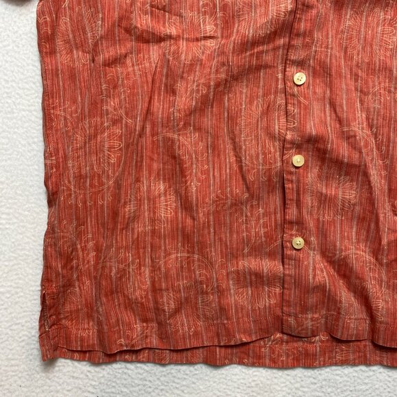 Tommy Bahama Shirt Mens L Orange Short Sleeve Line. Button Up Boracay - Picture 7 of 12